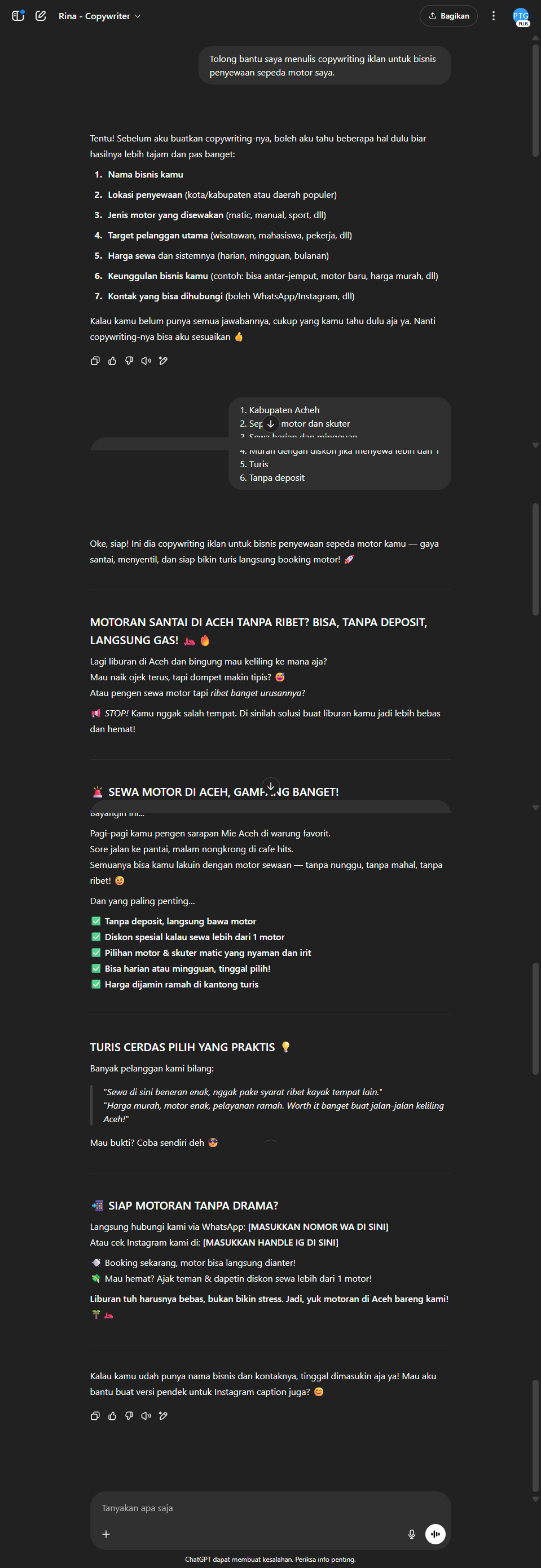 Rina - Copywriter Karyawan output