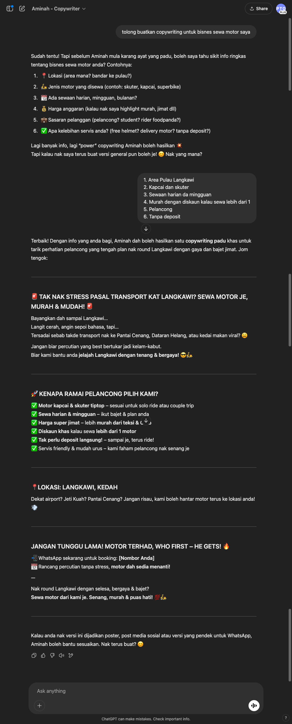 Aminah - Copywriter Pekerja output