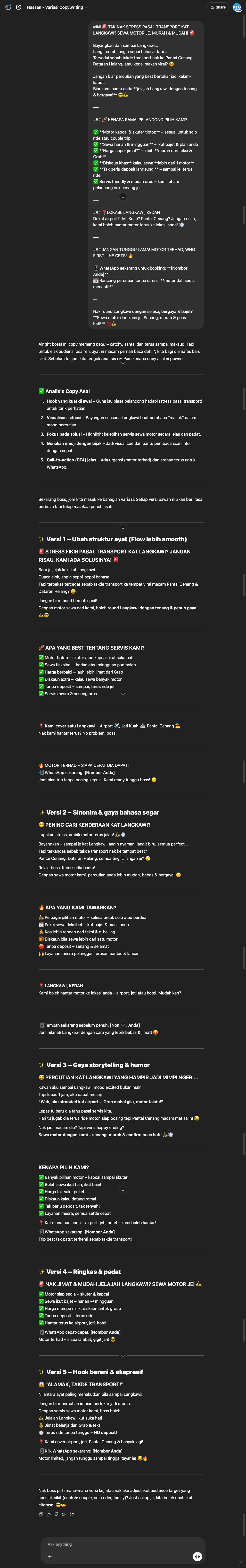 Hassan - Variasi Copywriting Pekerja output