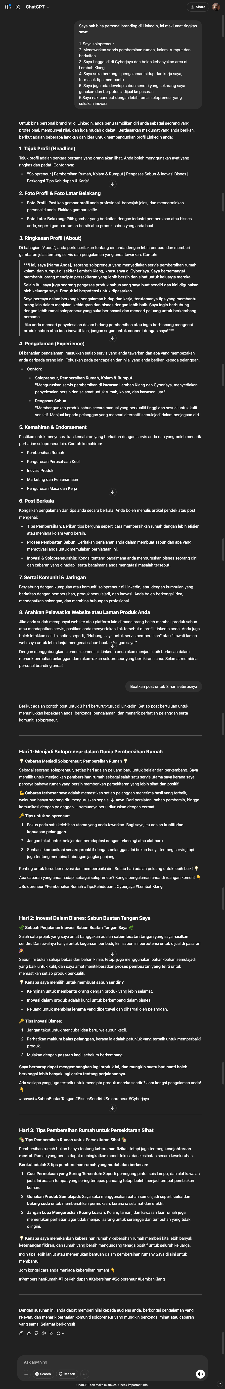 Luqman - LinkedIn Personal Branding ChatGPT output